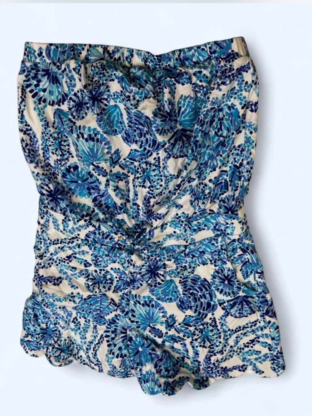 Lilly Pulitzer Strapless white and Blue Floral  Romper NWT Size M